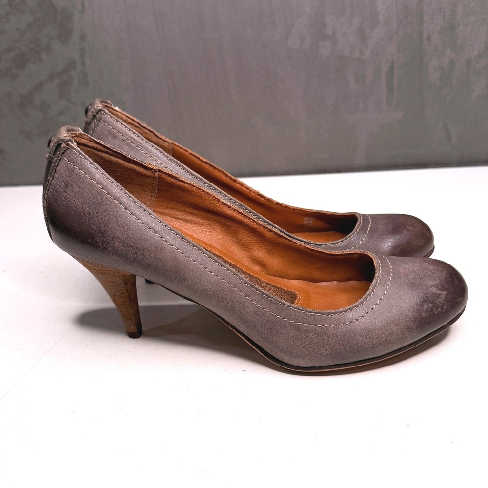 Calvin Klein Pumps Womens 9.5 Gray Burnished Leather Round Toe Stiletto Heel Y2K